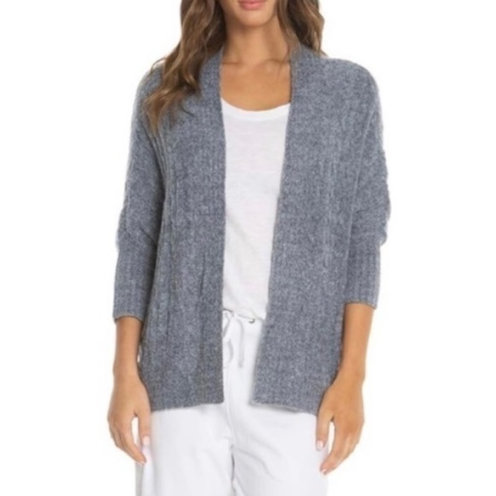 Barefoot Dreams CozyChic Lite Gray‎ Shrug Open Front Cardigan Size S/M